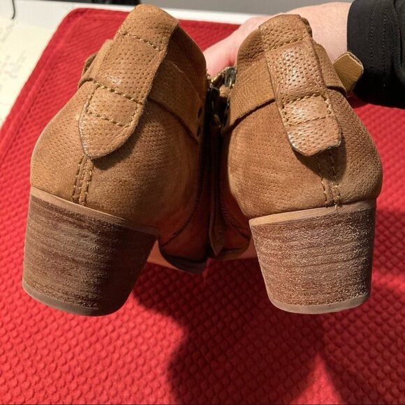 DOLCE VITA Sz 9 Western Style Stacked Heel Suede Leather Booties Inside Zipper - Picture 14 of 15